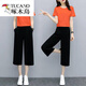 啄木鳥(niǎo)（TUCANO）2025夏季新款胖m七分休閑褲女寬松顯瘦小個(gè)子九分直筒闊腿褲子 黑色七分褲子 L 【95-110斤穿】