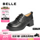 百麗（Belle）七夕禮物復(fù)古質(zhì)感牛津鞋女25秋新方跟英倫風(fēng)通勤單鞋3NW27CM5 黑色 39 (245mm)