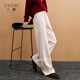 三彩2025冬季新款慵懶休閑長(cháng)褲松緊腰窄版直筒褲顯瘦垂感M