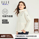 ELLE ACTIVE簡約時尚百搭梭織外套女初秋抽繩連帽運動休閑拉鏈風(fēng)衣夾克運動服 米白 M