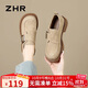 ZHR樂(lè )福鞋女復古輕便厚底單鞋女時(shí)尚金屬扣舒適勃肯鞋 JF19 杏色 37