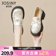 卓詩(shī)尼厚底樂福鞋女2025年新款秋季英倫風(fēng)女鞋粗跟復(fù)古單鞋蝴蝶結(jié)小皮鞋 米白色 34