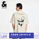 杰克·瓊斯（JACK&JONES）男裝25年棉質(zhì)涼感短袖T恤男士夏季潮流寬松卡通熊貓印花半袖t恤 A08云米色 寬松版，卡碼拍小 M 175