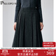 帕羅（PALUOPO）秋冬新款顯瘦百褶半身裙女裙高腰a字韓版氣質(zhì)羊毛職業(yè)中裙子 深灰 M 160/68A