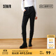 森馬（Semir）森柔牛仔|牛仔褲女修身加絨長(cháng)褲2024新款冬季保暖小腳褲顯瘦 牛仔水洗黑98201 31