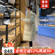 Aosijie高端品牌 羽絨服女中長(cháng)款2025冬季新款寬松加厚白鴨絨小個(gè)子外套 米黃色 S 【85-110斤】