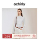 歐時(shí)力OCHIRLY 桑蠶絲羊毛套頭毛衣女修身針織潮流感休閑高級感 米白 S