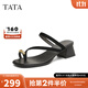 他她（TATA）高跟一字帶涼拖鞋女鞋法式氣質(zhì)涼鞋2025秋季新款 黑色 37