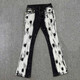 美式高街涂鴉潑墨微喇牛仔褲男潮牌歐美修身彈力時(shí)尚百搭長(cháng)褲秋季 黑色 【高品質(zhì)牛仔布】 M （關(guān)注優(yōu)先發(fā)貨）