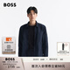 BOSS博斯【禮物】男士25年春季新款徽標貼飾寬松外套襯衫404-深藍色L