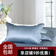 枕水人家 真絲枕套 重磅19姆米雙面真絲北歐風(fēng)素色100%桑蠶絲絲綢枕頭套 時光漫步景泰藍(lán) 一對 48cm*74cm