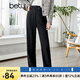 betu百圖女裝高腰闊腿褲寬松休閑褲2201T46 黑色 M