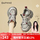 達芙妮（DAPHNE）女鞋春秋新款厚底老爹鞋運動(dòng)休閑鞋防滑春款學(xué)生女生跑步鞋 槍色 單層 跟高7cm 36 (230mm)