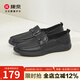 康奈商務(wù)休閑鞋夏季男士皮鞋商務(wù)皮鞋樂(lè)福鞋舒適深口單鞋18243009 黑色 40