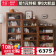 溪木工坊翻門書柜實木書柜落地書架儲物柜書櫥新中式老榆木家具 閱知書柜·三+四+五門組合