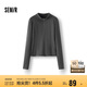 森馬（Semir）長袖T恤女設(shè)計感分割運(yùn)動風(fēng)2025冬季發(fā)熱抓絨打底衫109725101001