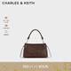CHARLES&KEITH25秋季新品復古簡(jiǎn)約手提小方包斜挎包CK2-50671788 Distressed Coffee咖啡色 S
