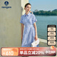 Navigare意大利小帆船女全棉條紋連衣裙短袖收腰中長(cháng)裙2322875516 藍 XL