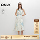 ONLY【七夕禮物】浪漫印花收腰打攬無袖削肩連衣裙女|125207059 H3K樂樂印花藍(lán) XS