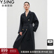 衣香麗影駱駝絨羊毛大衣女新款腰帶長(zhǎng)款雙面呢外套 黑花灰 XS