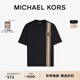 MICHAEL KORS邁克高仕 MK 男士棉質(zhì)夏季條紋印花T恤短款上衣 黑色 001 M
