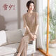 雪夕（XUEXI）媽媽夏裝雪紡套裝女時(shí)尚薄款氣質(zhì)短袖衫兩件套中老年洋氣外衣