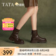 他她（TATA）明星同款軟糖靴厚底彈力靴加絨瘦瘦靴女短靴冬CFK01DZ4 棕色 37
