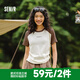 森馬（Semir）短袖t恤女寬松涼感上衣夏裝可愛(ài)刺繡印花圓領(lǐng)百搭正肩修身套頭衫 N款-白咖色調00315 M /160/84A