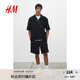 H&M男裝休閑褲2025夏季新款商務(wù)直筒棉質(zhì)時(shí)尚潮流工裝短褲1260813 黑色 S 170/80