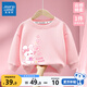 真維斯女童衛(wèi)衣春秋款兒童圓領(lǐng)秋裝衣服小童寶寶可愛百搭針織女孩上衣 粉 J泡泡兔左下 90