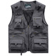 北狼盾男裝馬甲多口袋記者攝影背心釣魚(yú)薄款休閑馬夾8188 灰色 薄款 M (適合110斤-125斤)