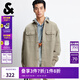 杰克·瓊斯（JACK&JONES）男裝25年秋季外套男士純棉休閑簡(jiǎn)約OVERSIZE寬松潮流長(cháng)袖襯衫外套 E11卡其色 常規 L