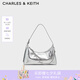 CHARLES&KEITH柔軟拉鏈?zhǔn)今薨檰渭绨赶掳可掌呦ΧY物CK2-40782472 Silver銀色 S