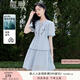 香影藍(lán)色重工刺繡連衣裙女2025夏季新款泡泡袖高腰民族度假風(fēng)裙子 藍(lán)色 S