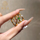 御龍鏡黃金方鉆戒指女新款 999足金鑲嵌公主方戒小眾設計指環(huán)生日送女友 【粉鉆】21圈號 金約1.4g-1.5g
