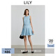 LILY2025夏新款簡(jiǎn)約法式氣質(zhì)休閑通勤無(wú)袖A字百褶裙背心連衣裙女 401藍色 M