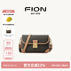 菲安妮（FION）經(jīng)典老花鎖扣小方包女包2025法棍包單肩斜挎包七夕情人節(jié)禮物 啡/駝