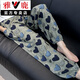 雅鹿秋季新款桑棉綢睡褲女大碼人造綿綢可外穿防曬家居碎花長(cháng)褲子寬松 藍色愛(ài)心 XL 燈籠褲110-130斤