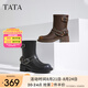 他她（TATA）復(fù)古棕色西部靴女靴加絨馬丁靴機(jī)車靴牛仔短靴秋GJC01DZ4 黑色（單里） 36