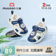 牧童寶寶涼鞋夏男童鞋子透氣軟底學(xué)步鞋嬰兒包頭皮涼鞋女 星藍(lán)白22