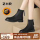 ZHR靴子女時尚法式風(fēng)女靴冬季保暖軟面平底短靴女 BL309A 黑色 37 
