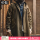 馬登工裝 美式復(fù)古磨毛連帽風(fēng)衣男秋M51改良做舊全棉防風(fēng)字母印花外套 咖啡色 （寬松偏大） XL