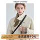 VEGA CHANG飛機(jī)扣棉衣女2025冬新款方領(lǐng)拼接菱格棉服外套ins潮 奶油米 M