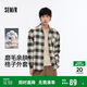 森馬（Semir）長袖襯衫男純棉法蘭絨格子外套秋季情侶裝寬松上衣101524105207