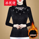 冰悅詩(shī)秋冬裝新款半高領(lǐng)蕾絲顯瘦網(wǎng)紗加絨加厚打底衫女長(cháng)袖紗衣小衫上衣 黑色加絨款 M 建議80-98斤