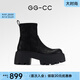 GG-CC【洛克之巔】秋冬新款潮流厚底彈力靴瘦腿增高工裝短靴女G24Y7662 黑色 39
