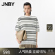 JNBY/江南布衣25夏新品毛針織衫短袖套頭前衛趣味寬松5P5314050 189/白底黑條 S