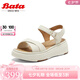 Bata時裝涼鞋女2025夏季商場新款百搭羊皮厚底一字帶涼鞋UDX29BL5七夕 米白 37