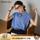 Olrain【MIU系】歐芮兒藍(lán)色格子襯衫2025夏季新款寬松休閑短袖上衣女 藍(lán)色格子 M