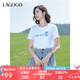 lagogo【涼感新疆棉】云朵白T恤女拉谷谷2025夏新款清爽短袖上衣 本白色 S